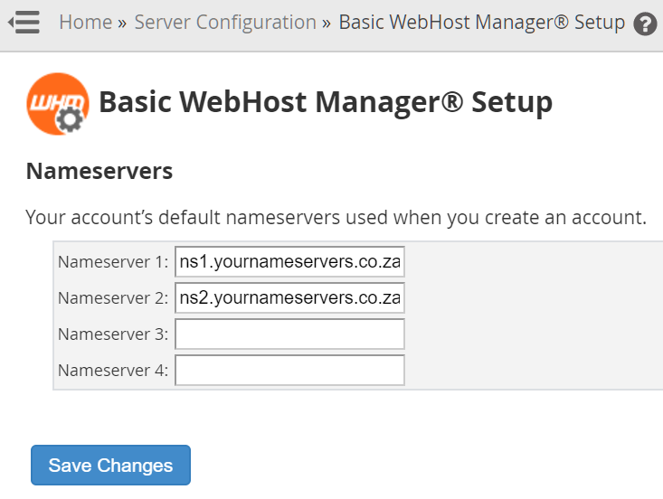 WHM Custom Name Server