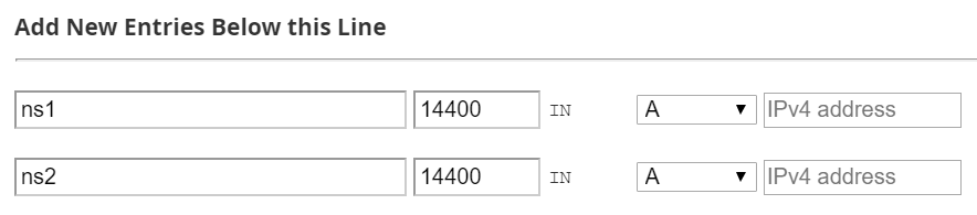 Edit DNS Zone - add two A records