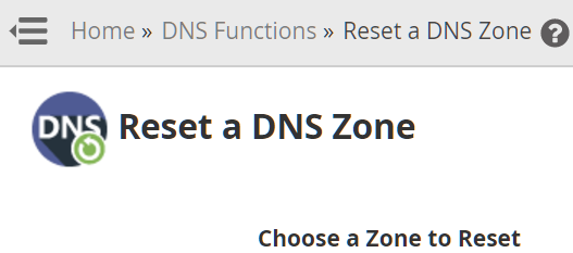 WHM Reset DNS Zone