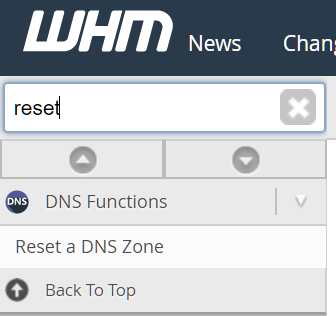 WHM Reset DNS Zone