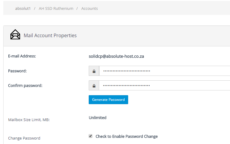 SolidCP Reset Email Password