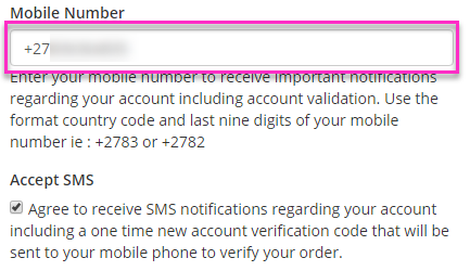 Absolute Hosting SMS Verification Edit Mobile Number