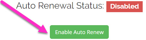 enable auto renew for a domain name