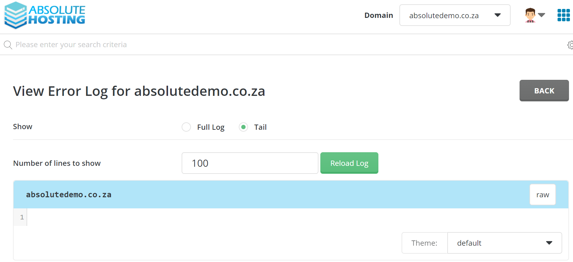 absolutehosting.co.za view error logs