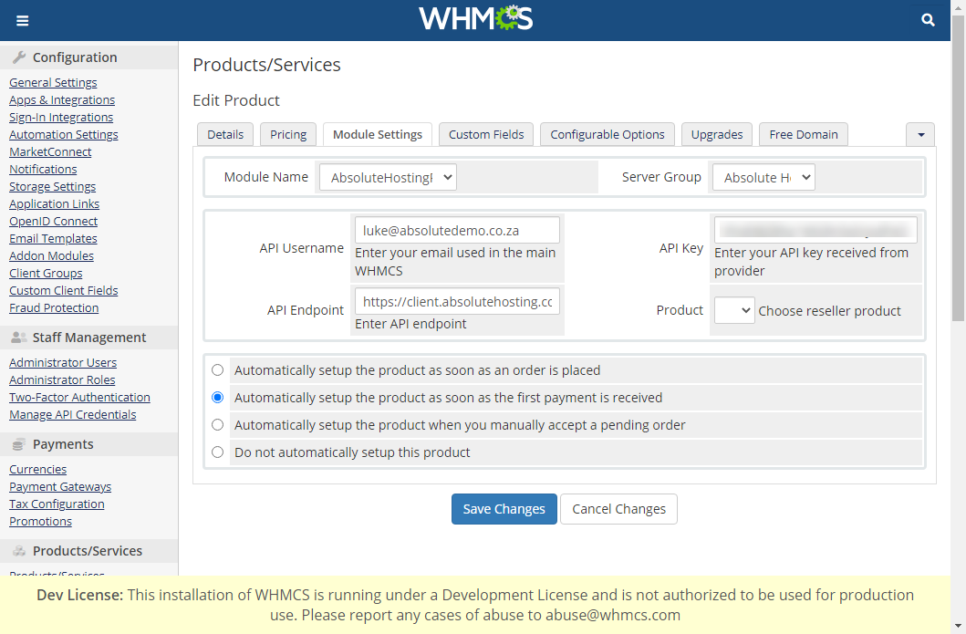 absolute hosting whmcs create ssl product 2