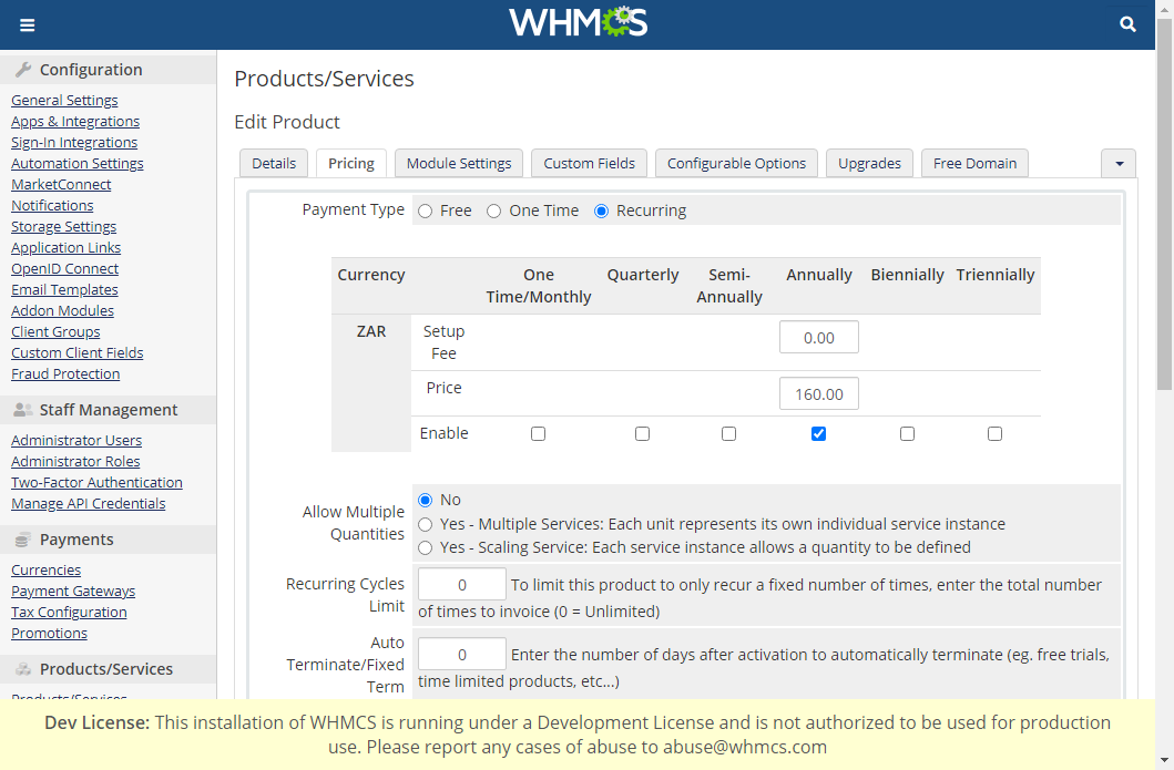 absolute hosting whmcs create ssl product 1