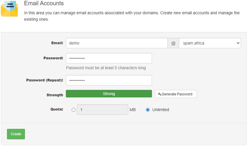 absolutehosting.co.za create email account